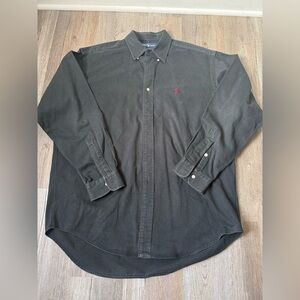 VTG 90s Polo Ralph Lauren Blake Cotton Shirt Red Pony Black Button Down Casual L